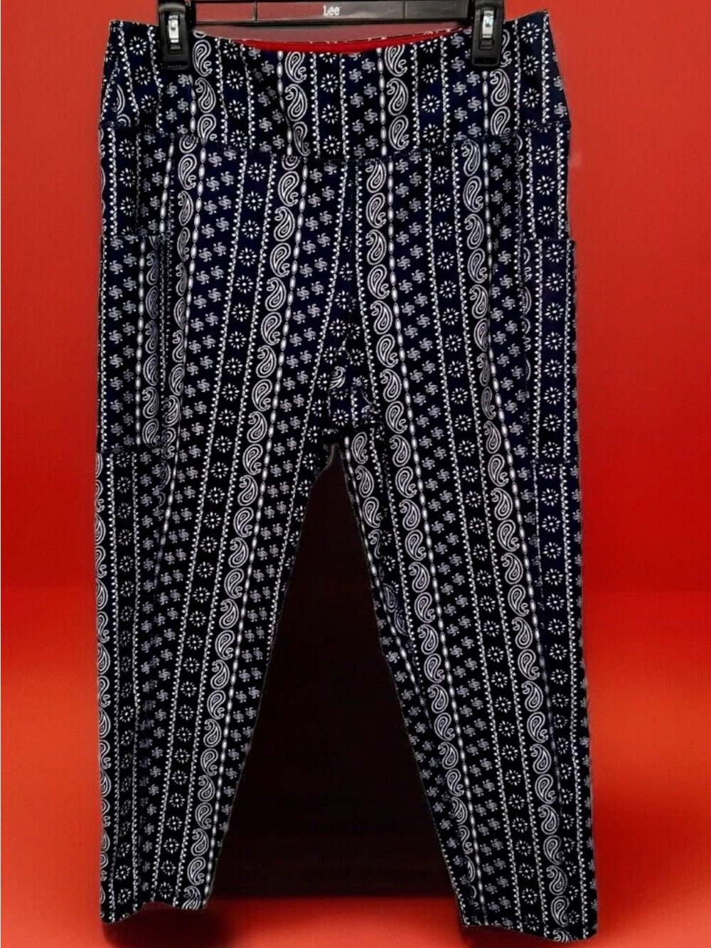 Women’s Active Brand Blue and White Patterned Joggers with Side Pockets